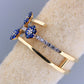 14K Yellow Gold Blue Flower CZ Ring