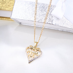 10K Yellow Gold Diamond Heart Mom Charm