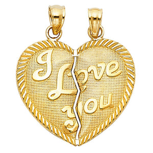 14K Yellow Gold Break Apart Heart Charm