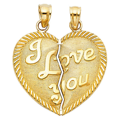 14K Yellow Gold Break Apart Heart Charm