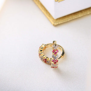 14K Yellow Gold CZ Hoops