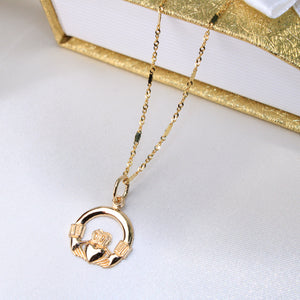 14K Yellow Gold Claddagh Charm