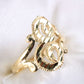 14K Yellow Gold Diamond Cut Initial E Ring