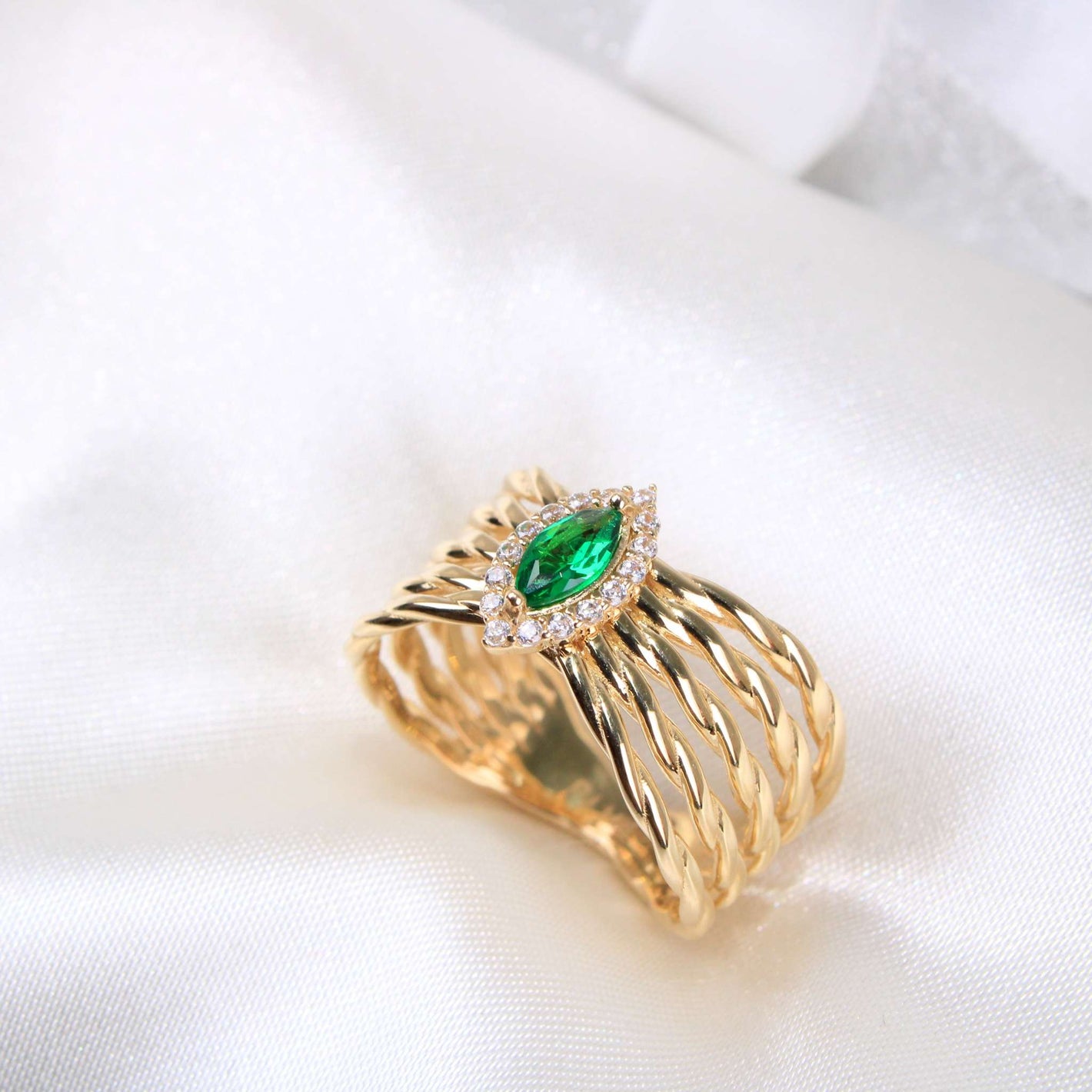 14K Yellow Gold CZ Gift Ring