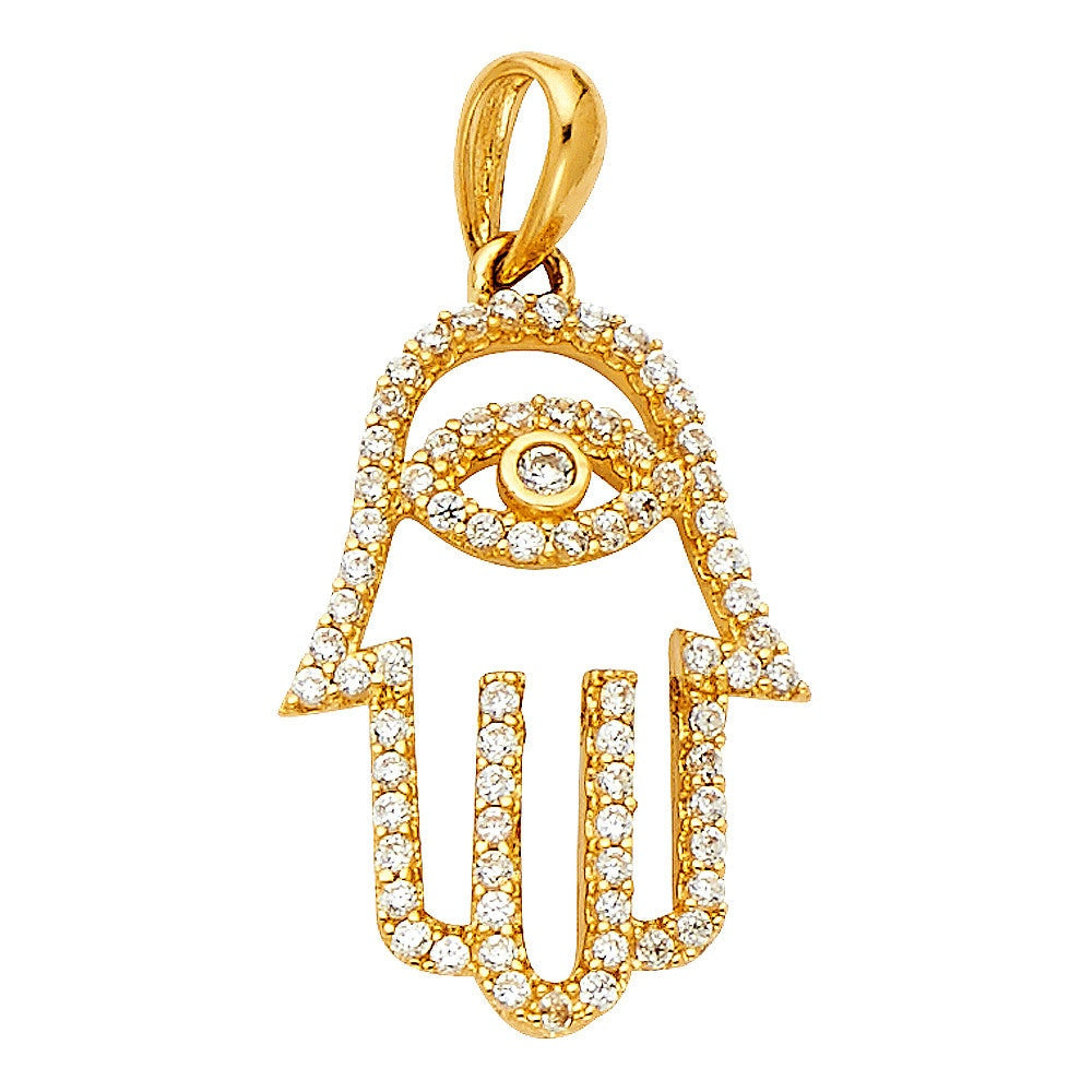 14K Yellow Gold Hamsa Charm