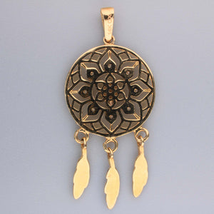 14K Tricolor Gold Dream Catcher Charm