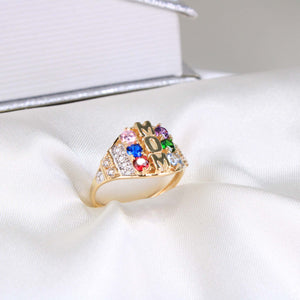 14K Yellow Gold CZ Mom Birthstone Ring
