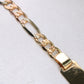 14K Tricolor Gold Solid Figaro Link ID Bracelet 6.5mm 7.5in