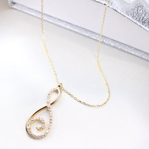 14K Yellow Gold CZ Infinity Necklace