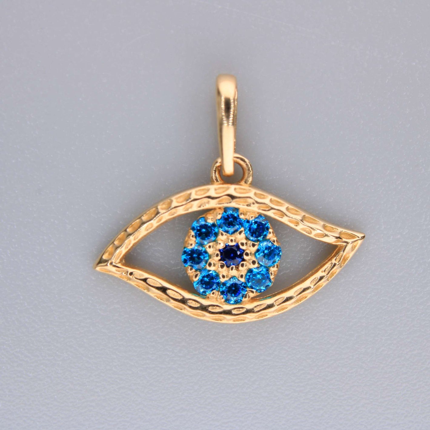 14K Yellow Gold CZ Evil Eye Charm