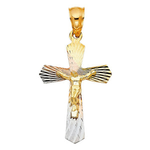 14K Tricolor Gold Crucifix Charm14K Tricolor Gold Crucifix Charm
Chain Sold Separately 14K Tricolor Gold Crucifix Charm
 
Material Type–14k Gold 14K Tricolor Gold Crucifix Charm
Approximate DimensiAll CharmsAlexanderAlexander Gold & Diamonds14K Tricolor Gold Crucifix Charm
