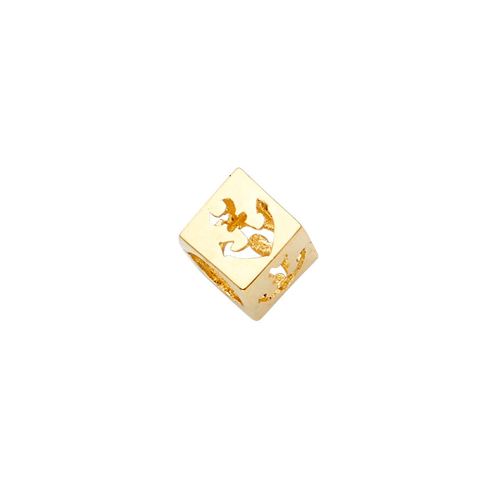 14K Yellow Gold Anchor Dice Slider Charm
