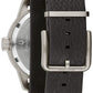 Back view of Bulova 96A246 highlighting the solid case back and black leather NATO strap.