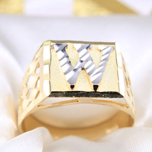 14K Yellow Gold Initial W Ring