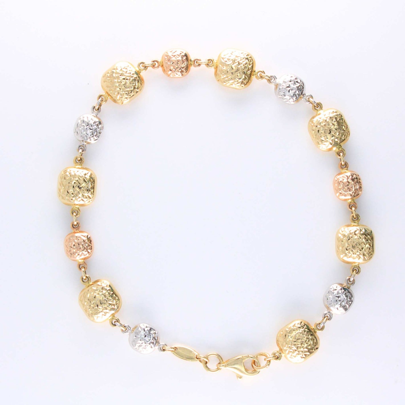 14K Tricolor Gold  Bracelet 8.2mm 7in