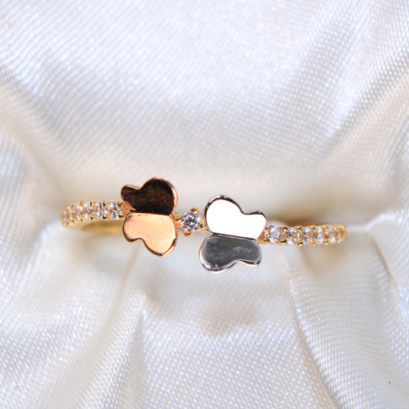 14K Yellow Gold CZ Butterfly Ring