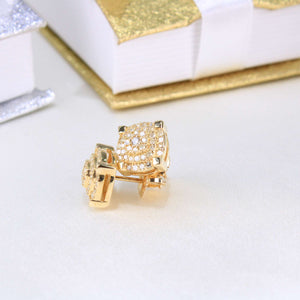 10K Yellow Gold Screw Back Diamond Earrings