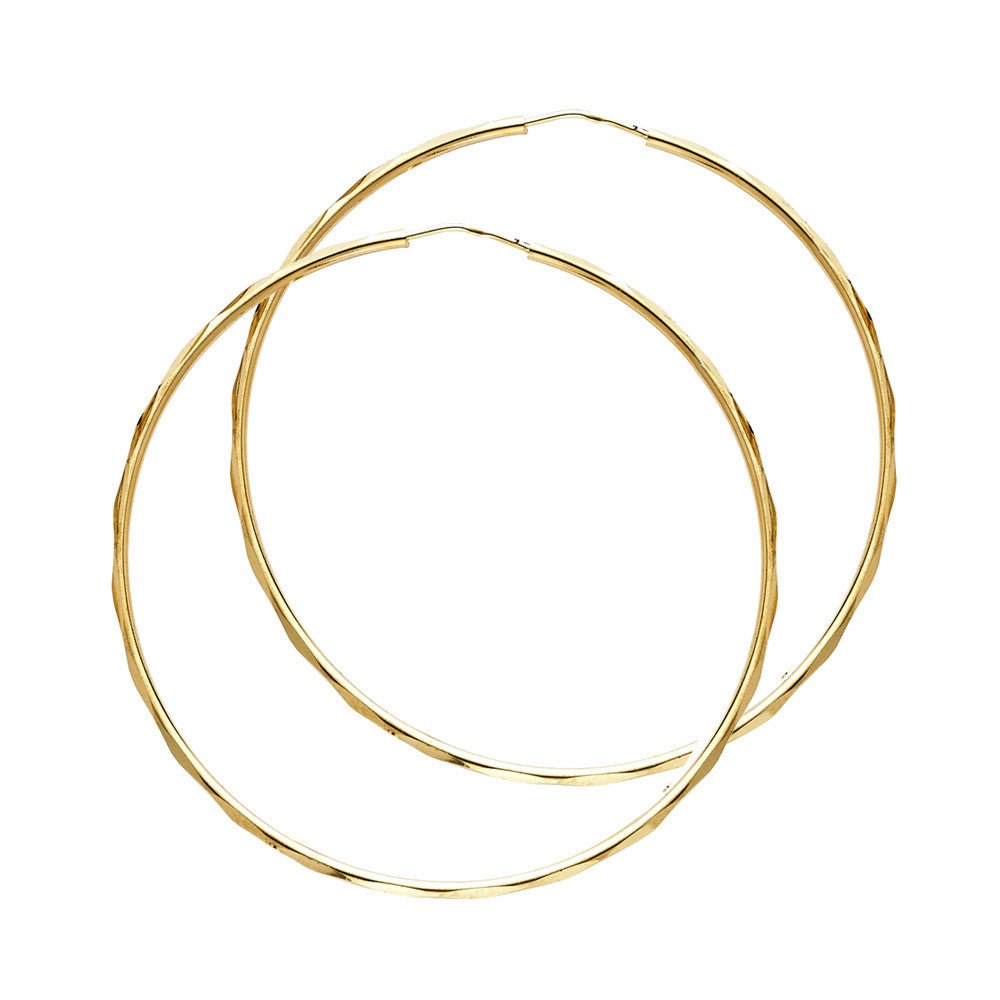 14K Yellow Gold Diamond Cut Hoops