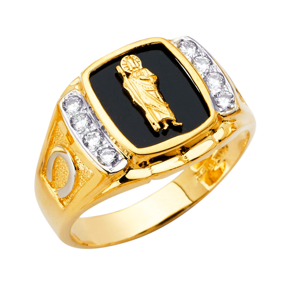 14K Yellow Gold CZ St Jude Ring