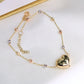 14K Tricolor Heart Bracelet 12mm 8.5in