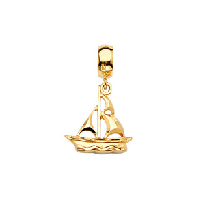 14K Yellow Gold Sail Boat Dangle Charm