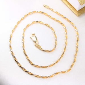 14K Yellow Gold 2tone Rope Solid Chain 3.5mm 22in