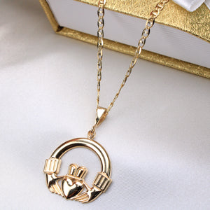 14K Yellow Gold Claddagh Charm