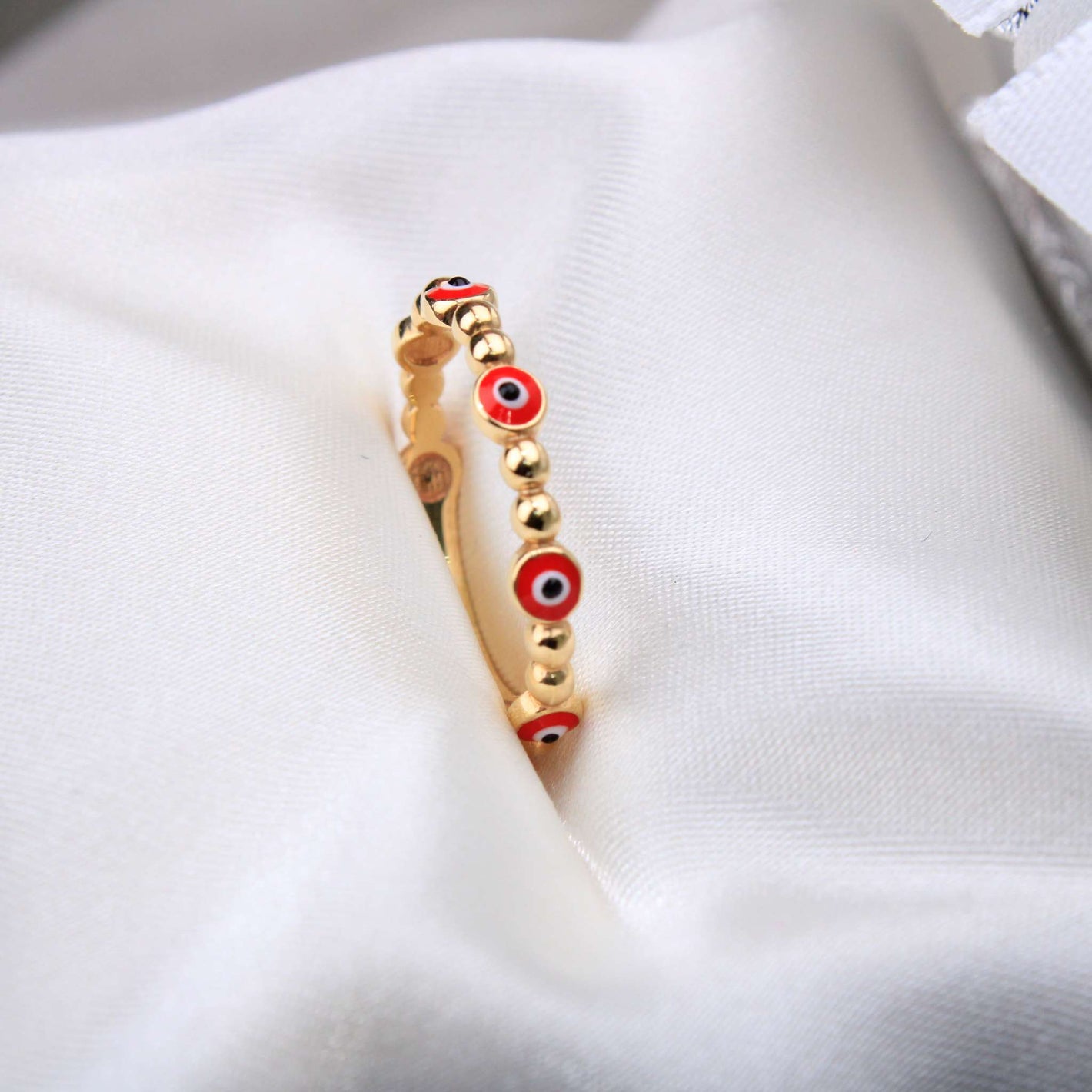 14k Yellow Gold Evil Eye Ring