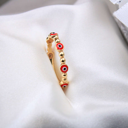 14k Yellow Gold Evil Eye Ring