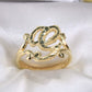 14K Yellow Gold Diamond Cut Initial G Ring