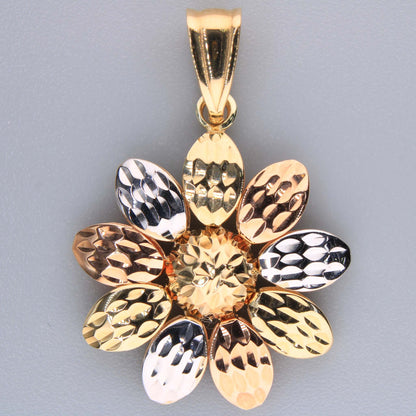 14K Tricolor Gold Sunflower Charm
