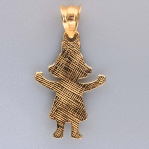 14K Tricolor Gold Little Girl Charm