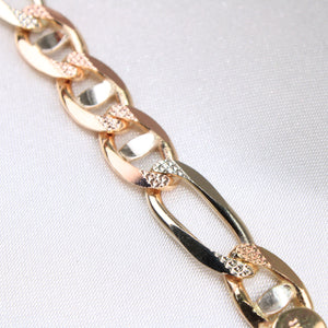 14K Tricolor Gucci Link ID Bracelet 5mm 8in