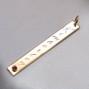 14k Yellow Gold  Birthstone Vertical Bar Name Charm
