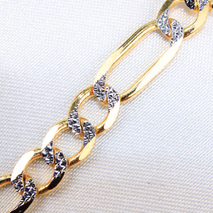 14K Yellow Gold 2tone Solid Figaro Chain 5.5mm 22in