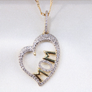 10K Yellow Gold Diamond Mom Charm