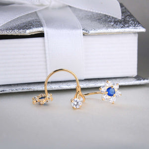 14K Yellow Gold CZ Flower Telephone Earrings