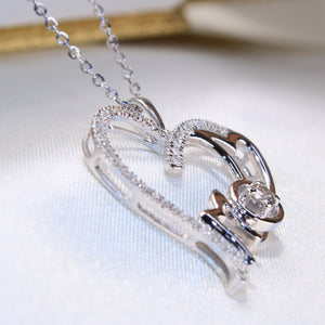 10K White Gold Diamond Heart Mom Charm