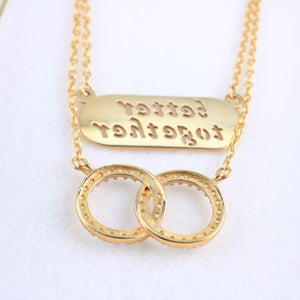 14K Yellow Gold 2Lines Chain Necklace w/CZ Eternity 18in
