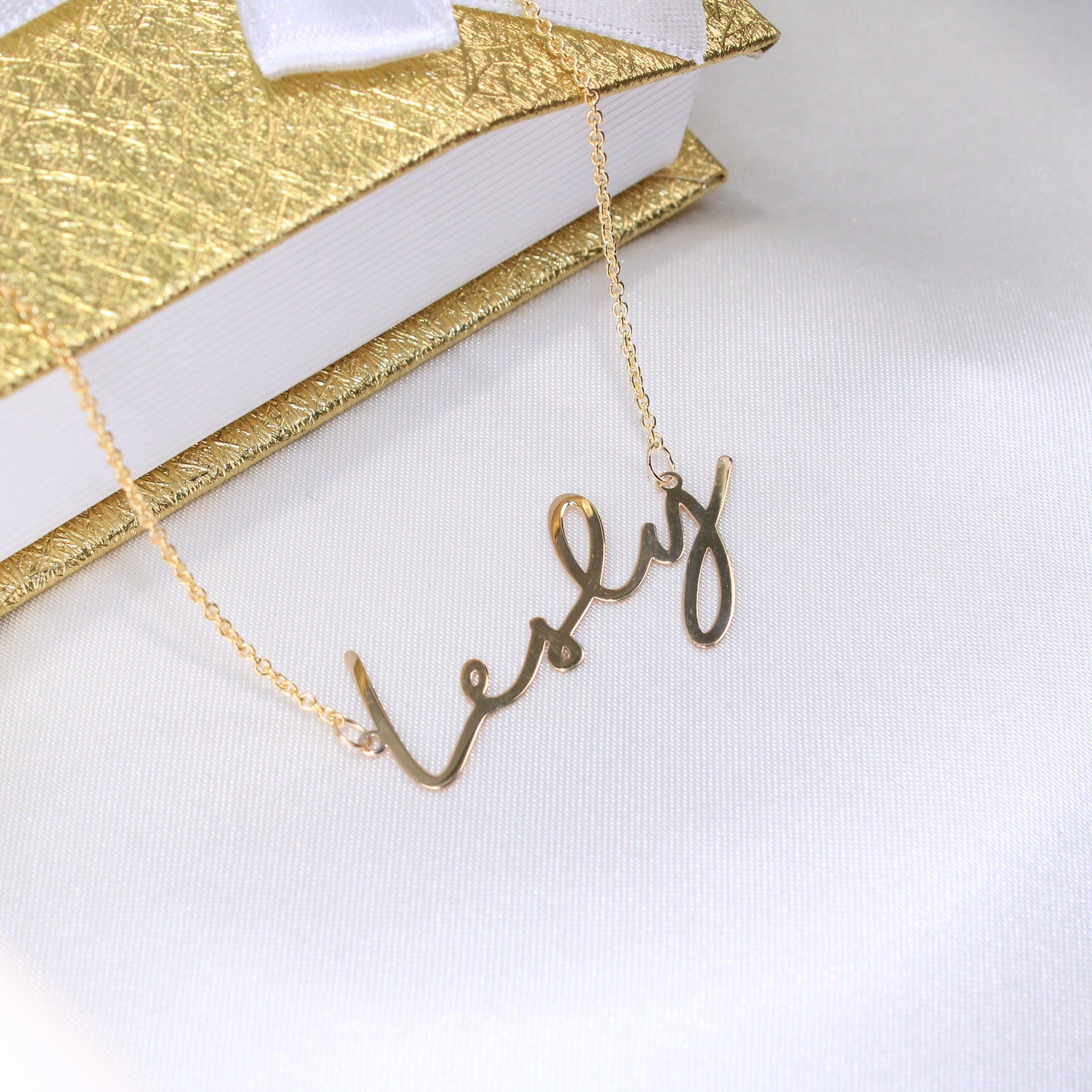 Nameplate and chain connected