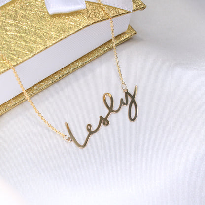 Nameplate and chain connected