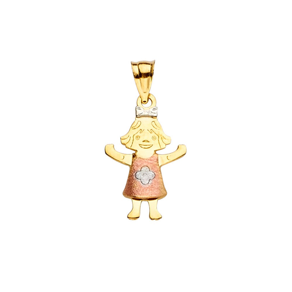 14K Tricolor Gold Little Girl Charm