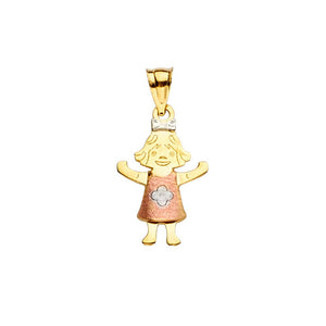 14K Tricolor Gold Little Girl Charm