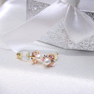 14K Yellow Gold CZ Flower Earrings