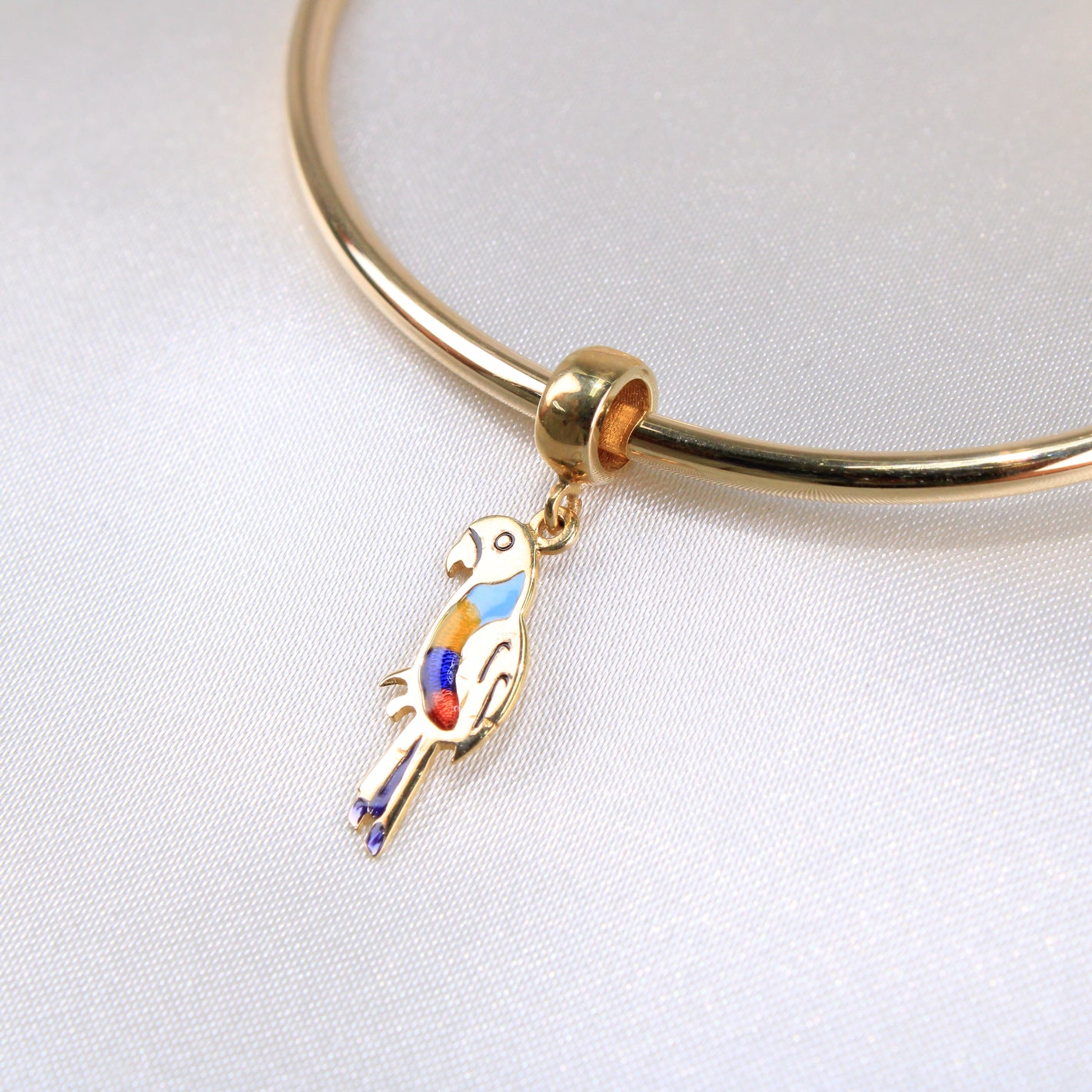 14K Yellow Gold Parakeet Dangle Charm