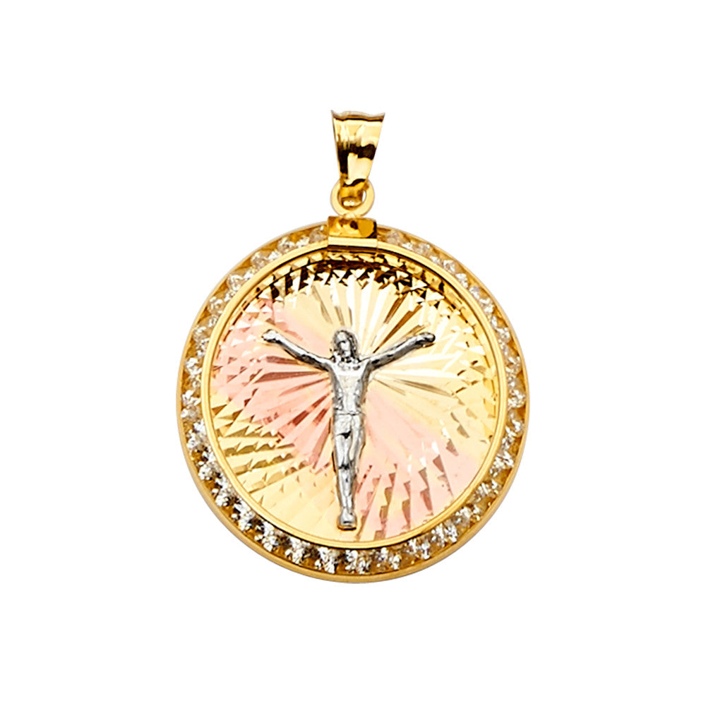 14K Yellow Gold CZ Christ Charm