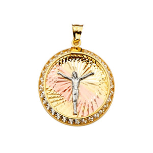 14K Yellow Gold CZ Christ Charm