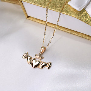 14K Yellow Gold Claddagh Charm
