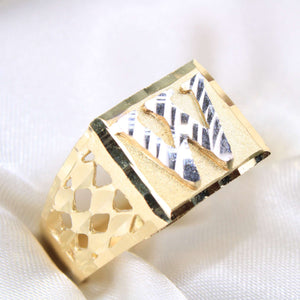 14K Yellow Gold Initial W Ring