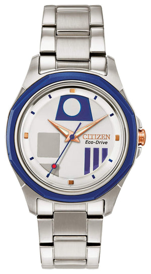 Citizen R2-D2 Silver-Tone Dial Stainless Steel Bracelet Watch- FE7050-50W